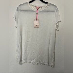 Ted Baker White Lace Accent Short Sleeve Top